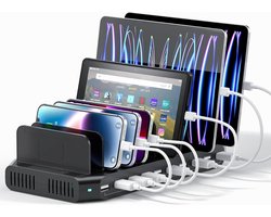 10-poorts multi-apparaat USB-laadstation oplaadstation voor mobiele telefoon tablet zwart - HTML content nodig Oplaadstation