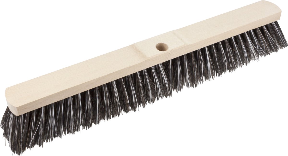 Goedkoopste Buemag Bezemkop - Arenga/Elaston mix - zwart/wit - hard - hout - 60 cm - straatbezem/buitenbezem - bezem