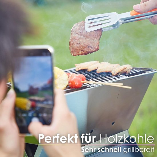 Opvouwbare houtskoolgrill voor camping - Klapgrill met hittebestendig frame, grote ventilatiesleuven, en laag gewicht van Merkloos — afbeelding 2
