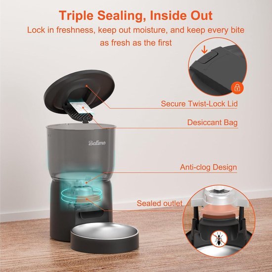 HoneyGuaridan Automatische kattenvoederer met WiFi, APP-bediening, 3,5 l getimede dispenser voor 2 katten, 1-6 maaltijden