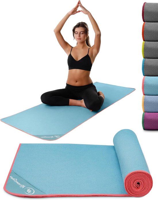 Serviette De Yoga Antidérapante Microfibre 185x63 Cm - Séchage Rapide Bleu Clair