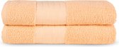 2x serviettes éponge en coton premium pêche - 70x140 - qualité hôtelière - merveilleusement douces et souples - absorbant l'humidité - bord tissé - aspect luxueux