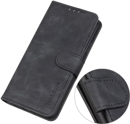 KHAZNEH Coque adaptée pour Xiaomi Poco F6 | Portefeuille rétro | Étui portefeuille | Standard | Porte-cartes | Noir