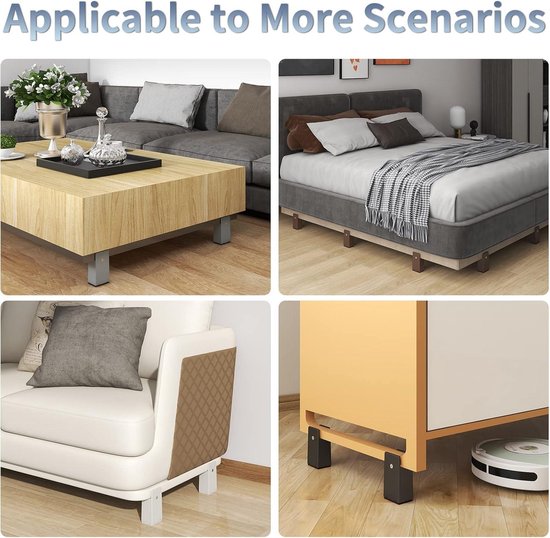 YBEATY 8 stuks zelfklevende meubelverhogers antislip rond voor tafel bed, bank stoel sofa verhoogt de hoogte duurzaam hoogte verstelbaar gripbescherming vilten vloerbeschermers (zwart