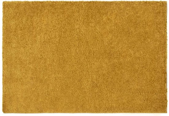 OZAIA Shaggy hoogpolig tapijt - 120 x 170 cm - Mosterdgeel - MILINIO L 170 cm x H 3.5 cm x D 120 cm