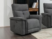 Elektrische relaxfauteuil van antracietgrijze stof BENJAMIN L 106 cm x H 103 cm x D 92 cm