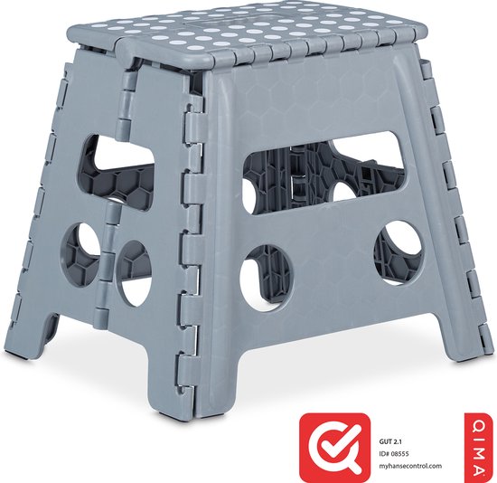 Relaxdays opstapje inklapbaar - tot 150 kg - 30 x 37 x 29 cm - badkamer - lichtgrijs van Relaxdays — afbeelding 3