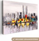 Canvas - Schilderij - Olieverf - Skyline - Abstract - Kunst - 180x120 cm - Woondecoratie - Schilderijen op canvas