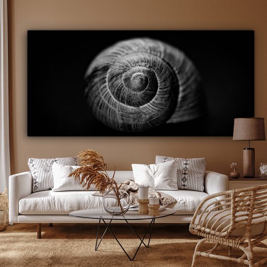 Toile - Animaux - Escargot - Zwart - Wit - Toile - 160x80 cm - Peintures sur toile - Décoration murale