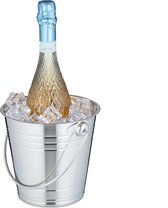 Relaxdays champagnekoeler rvs - 2,5 liter - wijnkoeler - met hengsel - glanzend metaal