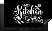 KitchenYeah® Inductie beschermer 90x55 cm - Zwart - Quote - My kitchen, My rules - Afdekplaat voor kookplaat - Inductieplaat mat - Beschermingsmat - Beschermplaat - Keuken bescherm decoratie - Afdek kookplaten