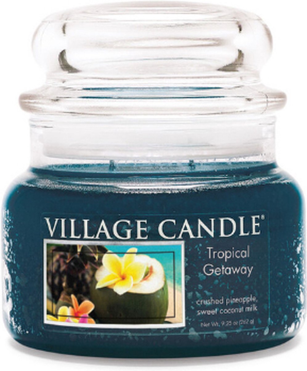 village candle Small Jar Tropical Getaway Blauw