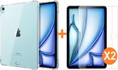 Tablet Hoes Geschikt voor iPad Air 11 2024 Transparant silicone hoes + iPad Air 6 2024 screenprotector 2 stuks