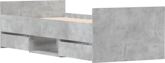 vidaXL - Bedframe - met - hoofd- - en - voeteneinde - betongrijs - 75x190 - cm