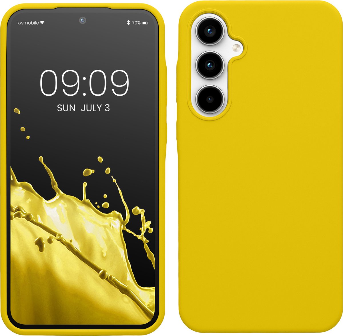 kwmobile telefoonhoesje geschikt voor Samsung Galaxy A35 - Hoesje met siliconen coating - Smartphone case in stralend geel
