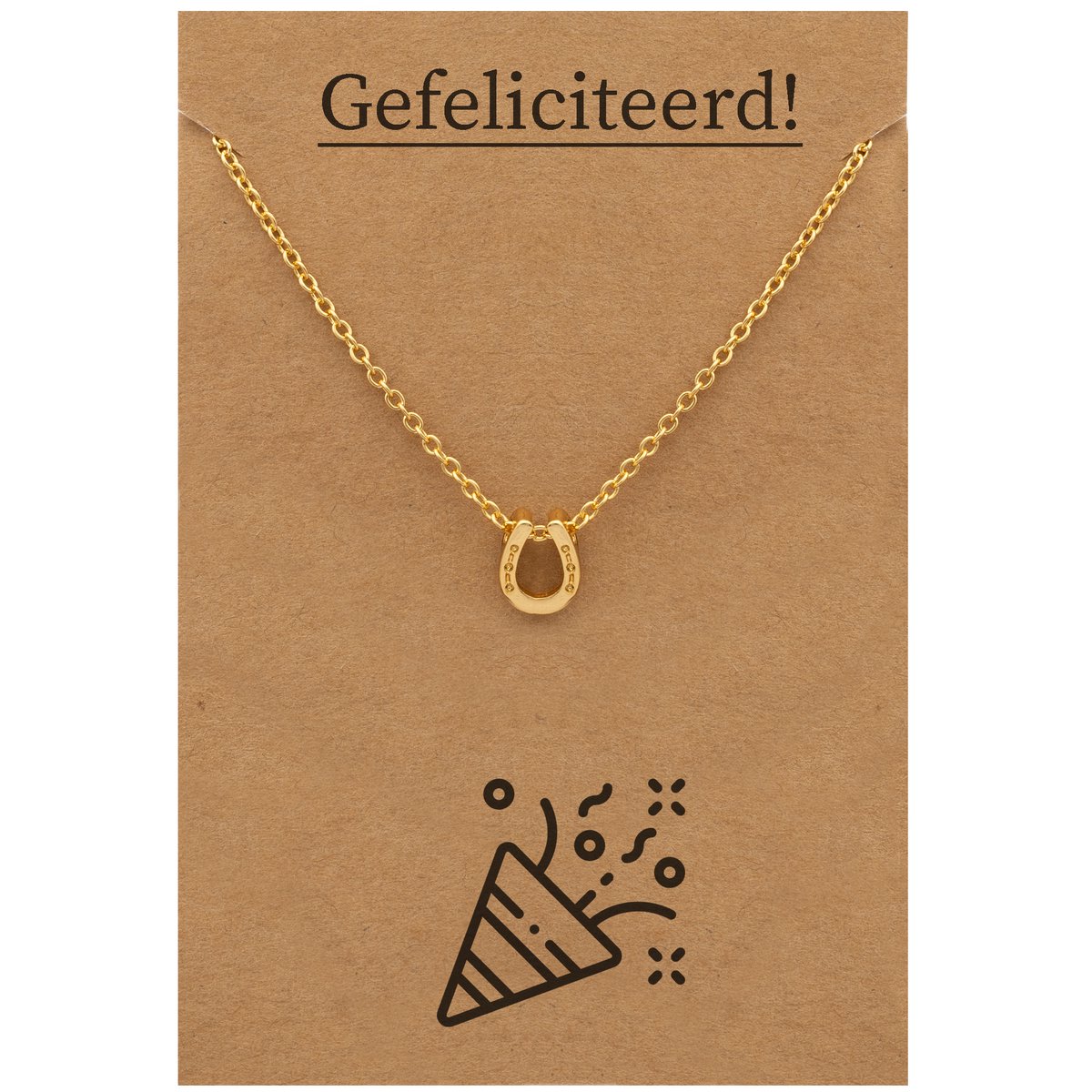 Gefeliciteerd Cadeau Ketting - Hoefijzer voor Geluk Sieraad - Goudkleurig - Gefeliciteerd - Pax Amare