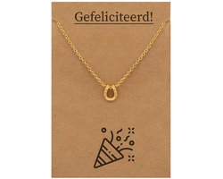 Gefeliciteerd Cadeau Ketting - Hoefijzer voor Geluk Sieraad - Goudkleurig - Gefeliciteerd - Pax Amare