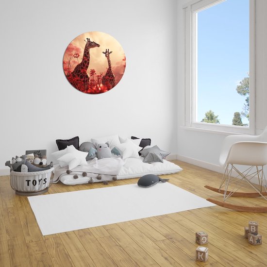 Cercle mural deux girafe - Ø 60 cm - - cercle mural - cercle mural jungle - cercle mural animaux