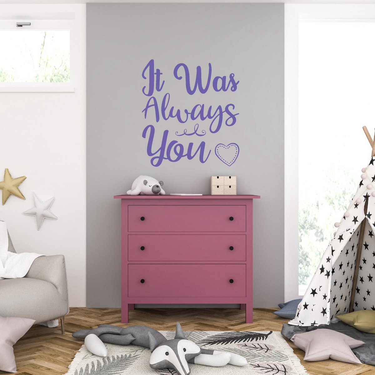 MC Living Muursticker - It Was Always You - 40,6 x 44,1 - Paars