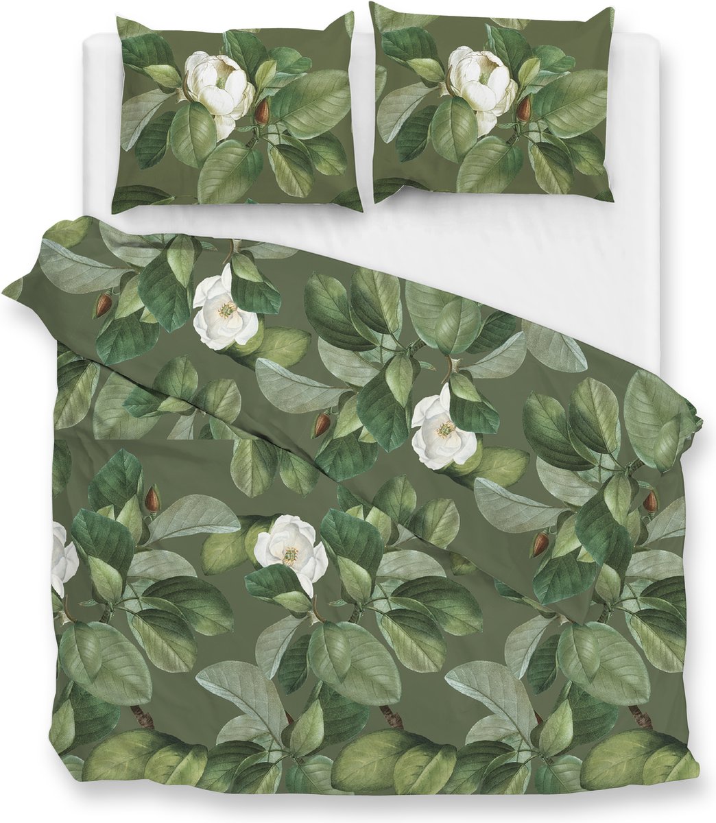 Zohome Kelly Dekbedovertrek - Tweepersoons - Katoensatijn - 200x200-220cm - Groen