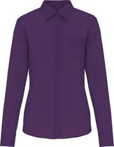 Blouse Femme L Kariban Manche longue Violet 65% Polyester, 35% Katoen