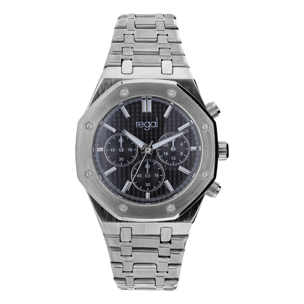 Lucardi Heren Regal heren horloge met stalen kast - Horloge - Alloy - Zilverkleurig - 42 mm