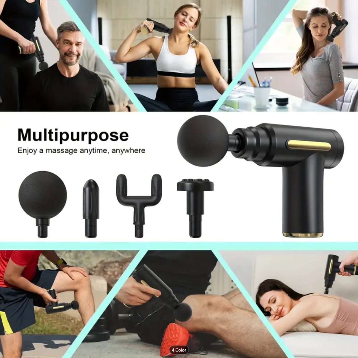 Onbekend Professional Massage Gun | Compact met 4 koppen en LCD-display thumbnail 4