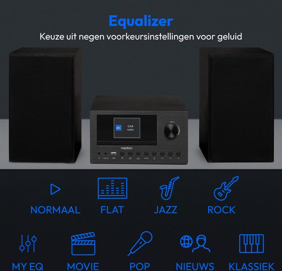 MEDION P85003 Micro-audiosysteem Compact systeem (internetradio, DAB+, PLL FM-radio, Bluetooth, USB-aansluiting, AUX, 2x150 W) — afbeelding 5