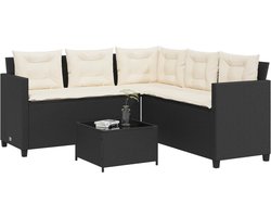 vidaXL - Tuinbank - met - tafel - en - kussens - L-vormig...