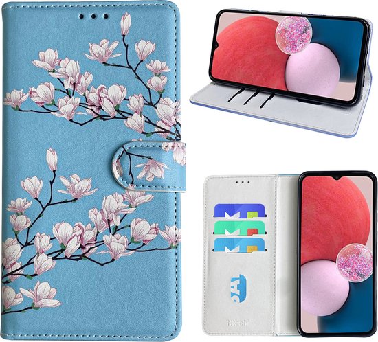 Coque adaptée au Samsung Galaxy A13 4G Bookcase avec imprimé fleurs