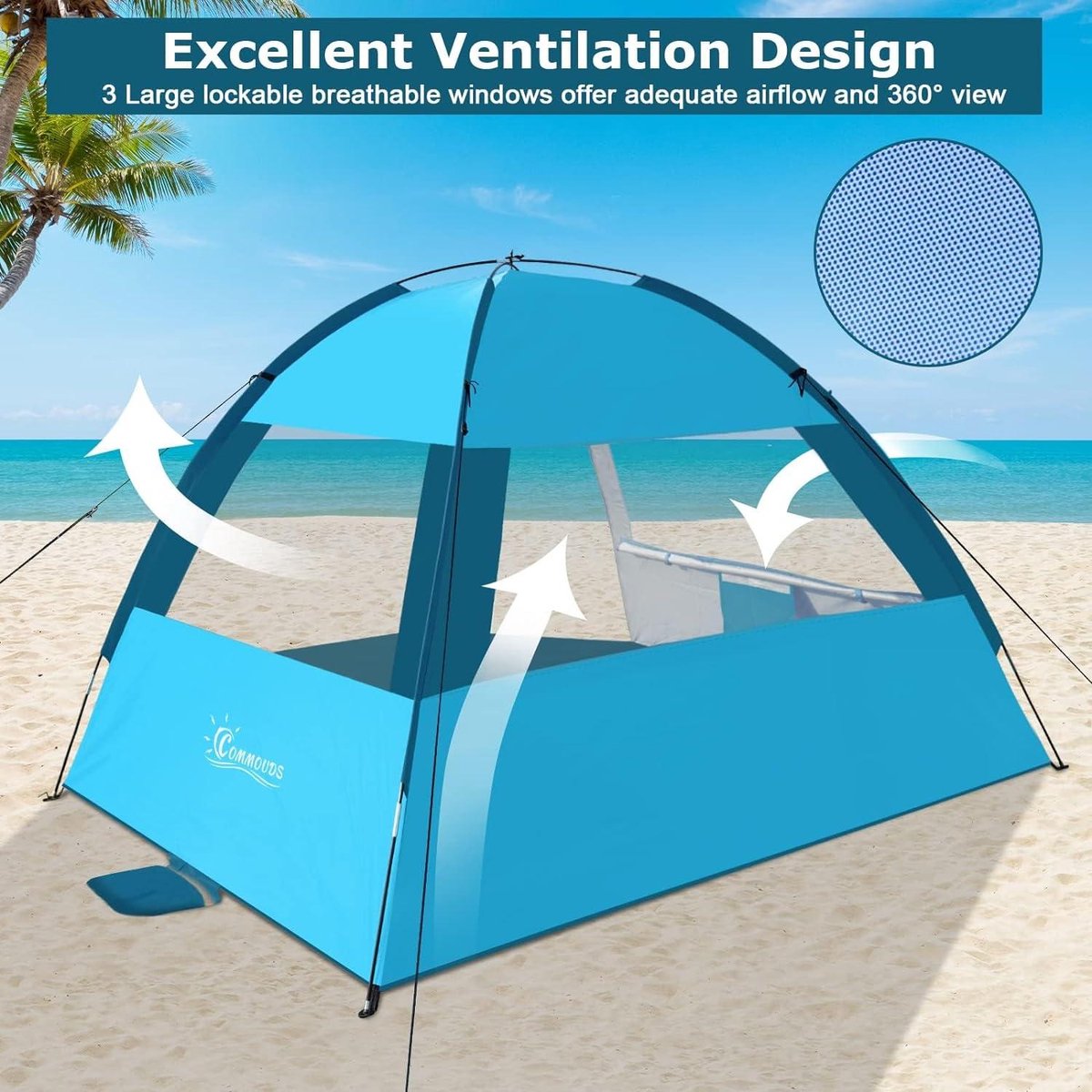 Tente Appui-Tête Lotvic Pop-Up - Protection UV 50+, Plage, Camping, Léger 200g, Poche Téléphone
