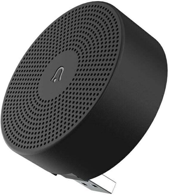 Zwarte, ronde Hyundai Home speaker met geperforeerd rooster en een USB-aansluiting.