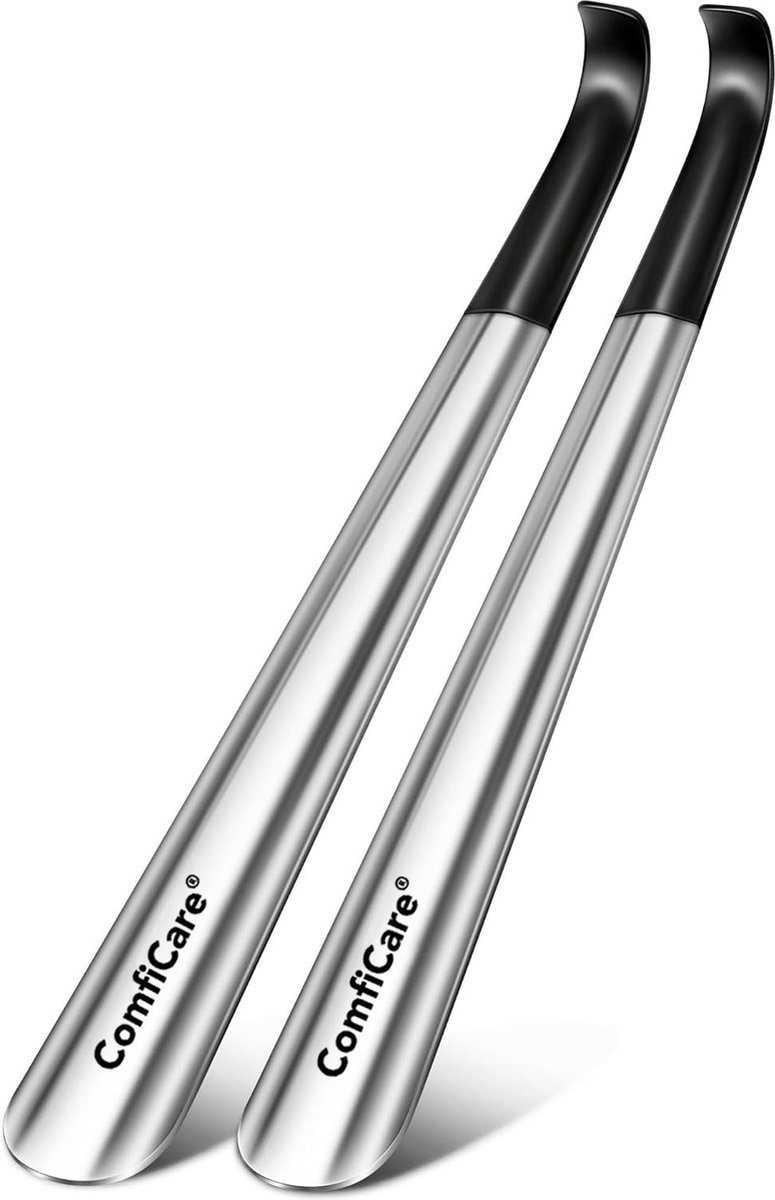 ComfiCare® schoenlepel lang 42 cm - 2 stuks - Schoenlepel metaal RVS - Zwart