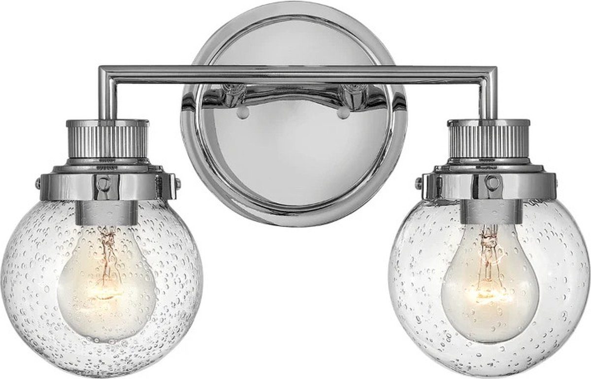 Hinkley LED Badkamerarmatuur Poppy | 2X E27 Max 60W | IP44 | Polished Chrome