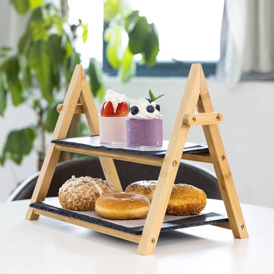 Glazen Cloche, Leisteenschotels & Houten Basis, 22 X 31 Cm Glazen Cloche, Leisteenschotels & Houten Basis, 22 X 31 Cm