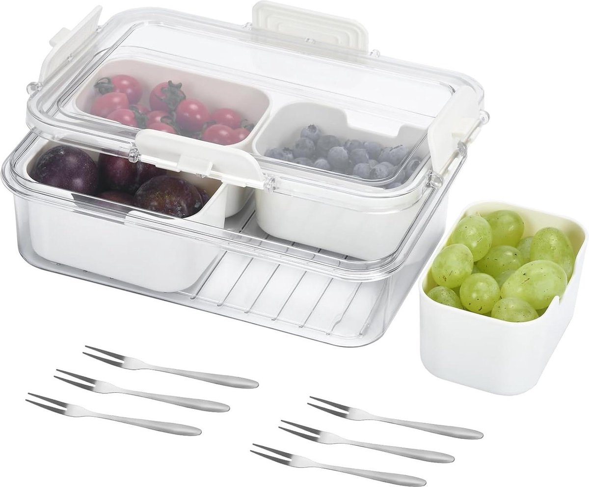 4-vaks snackbox met deksel voor fruit groenten snoep noten koekjes desserts