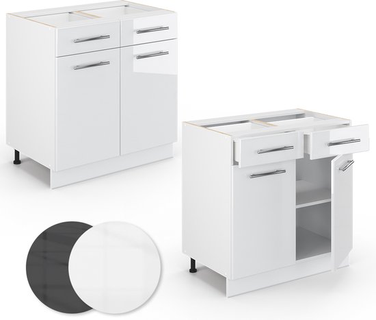Vicco - Lage Keukenkast Fame-line - Landelijk Wit - 60 X 82 X 51 6 Cm