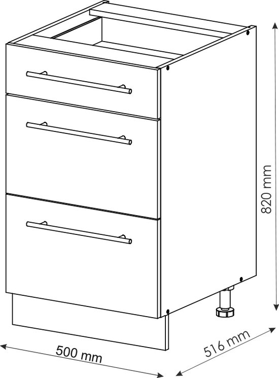 Vicco Élément bas de cuisine Fame- Line, Chêne puissant or/ Grijs, 50 cm sans plan de travail