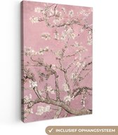 Canvas schilderij 90x140 cm - Wanddecoratie Amandelbloesem - Kunst - Van Gogh - Roze - Muurdecoratie woonkamer - Slaapkamer decoratie - Kamer accessoires - Schilderijen op canvas
