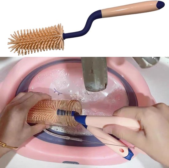 Flessenborstel - Babyflessen reinigingsborstel - 3-in-1 borstel van siliconen en kunststof - Soft Brush - Zuigborstel - Rietjesreiniger - Opberghouder - Elk flesvorm van Cangaroo — afbeelding 5