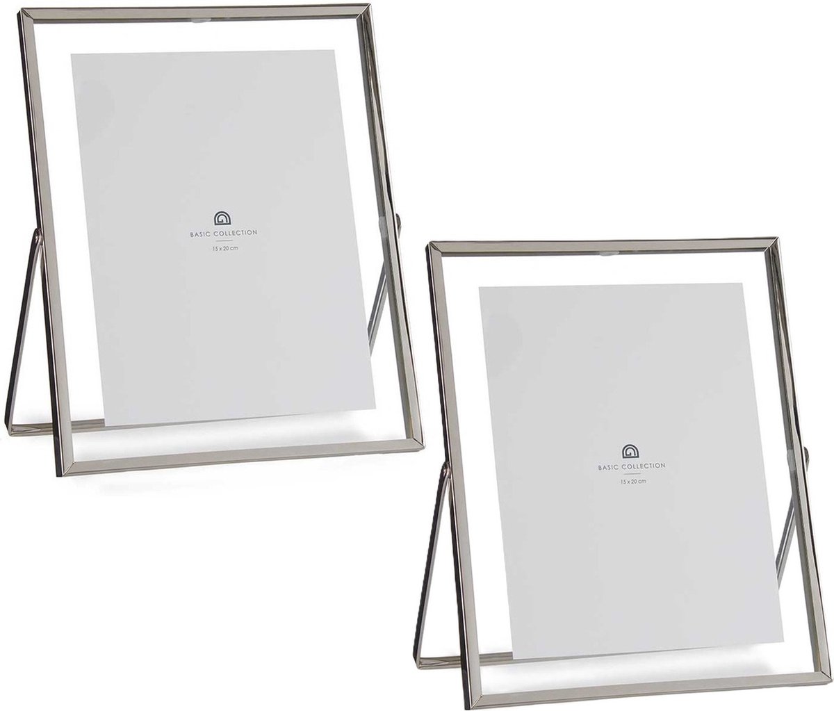Giftdecor Fotolijstje voor 15 x 20 cm foto - 2x - zilver - metaal - Modern - frame 20 x 25 cm