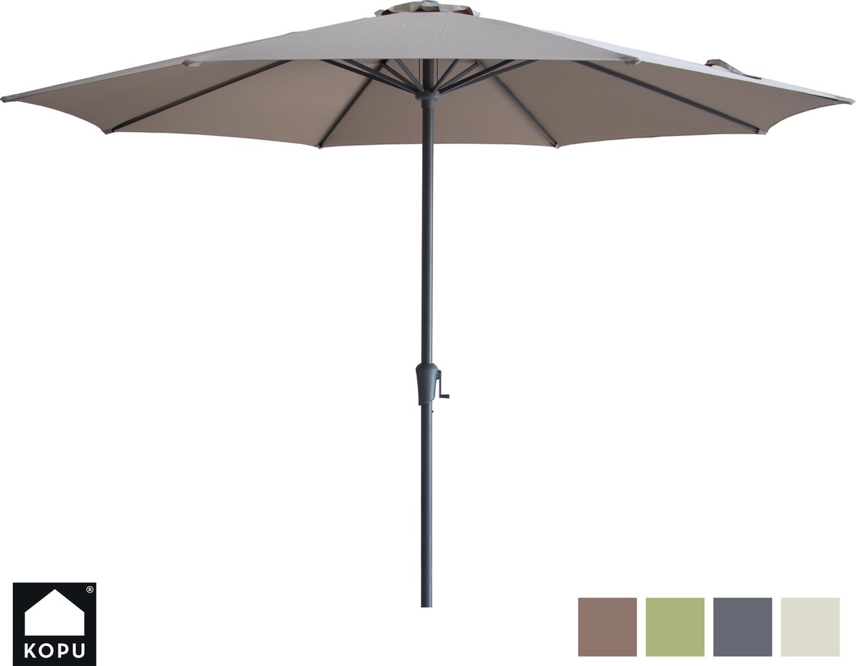 Bol.com Kopu® Madrid 350 cm Grote Parasol Rond met Beschermhoes - Taupe aanbieding