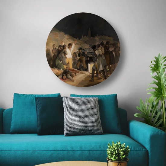 De Derde mei 1808 - Francisco Goya wanddecoratie rond - Executie schilderij rond - Wandschalen Oude meesters - Woonkamer decoratie industrieel - Wandschaal - Muurkunst muurcirkel forex 100x100 cm