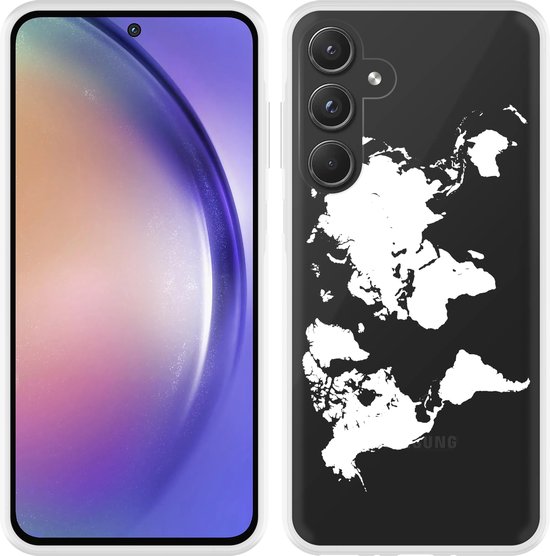 Foto: Cazy hoesje geschikt voor samsung galaxy a55 world map