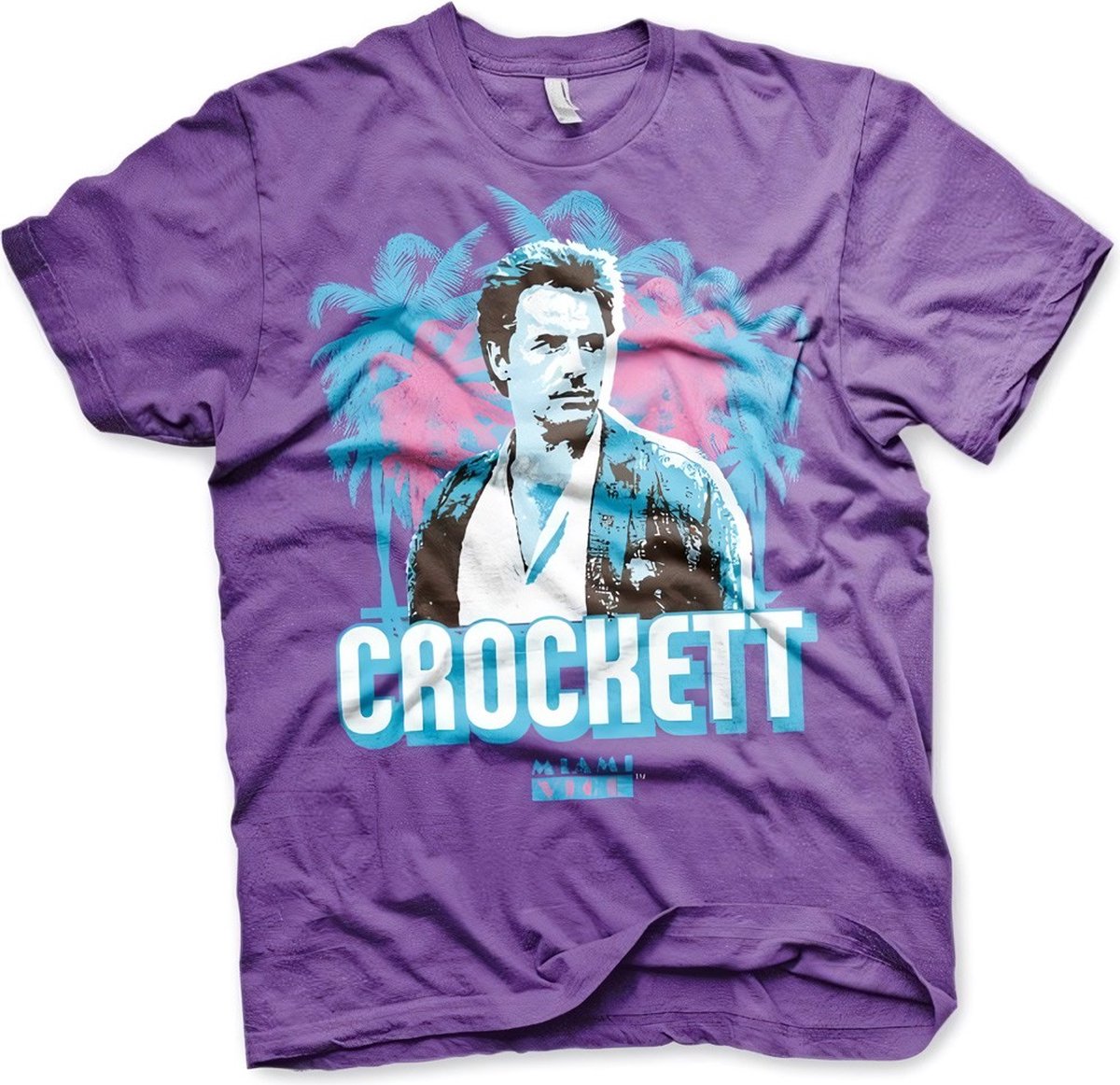 Miami Vice Crockett Palms T-Shirt Purple-3XL