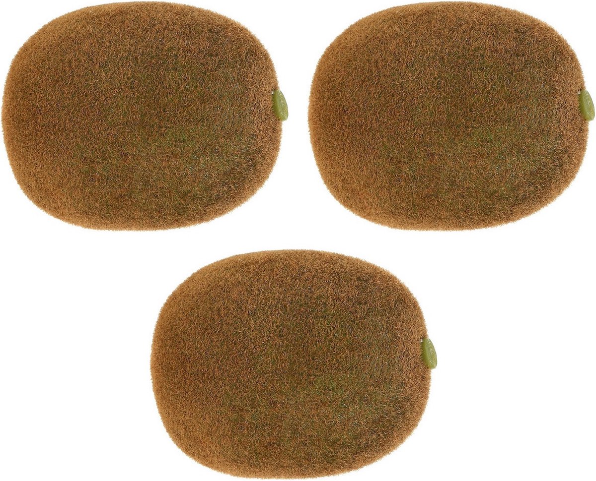 Bellatio Flowers & Plants Kunstfruit - 5x stuks - kiwi - bruin - 6 cm - realistische decoratie - sier - fruitschaal - namaak fruit - nepfruit