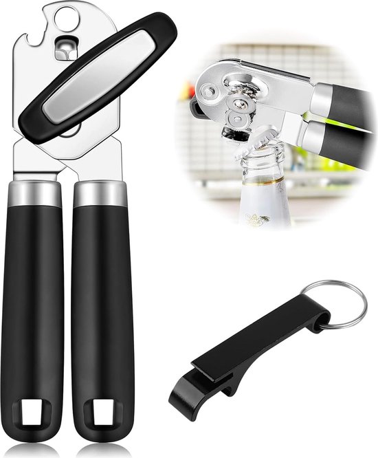 Abrelatas manual multifunción de acero inoxidable de alta resistencia con mango