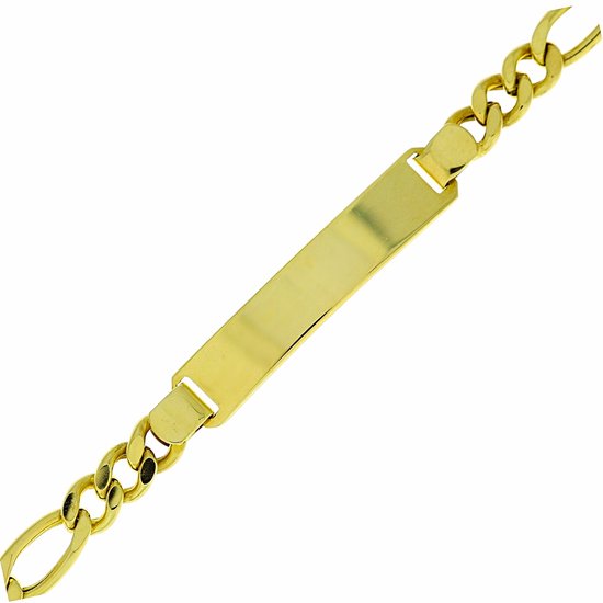 Foto: Gouden graveerarmband figaro 20 5 cm 6 8 mm 14 karaats