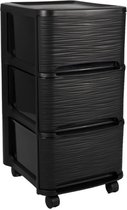 Organisateur de commode noir 3x tiroirs à roulettes L32 x l37 x H61 cm - Rangement/tiroirs de rangement