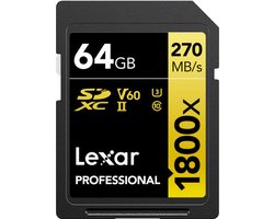 foto van Lexar Professional SDXC 64GB BL 1800X UHS-II V60 Gold
